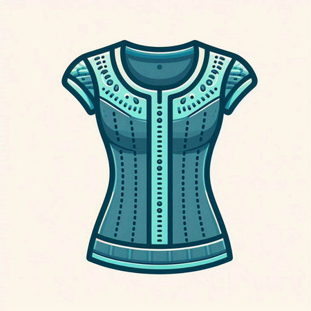 Vector illustration of a female shirt in retro style. T-shirt design.のイラスト素材