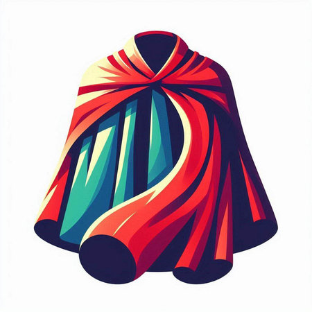 Vector illustration of a red and blue scarf on a white background.のイラスト素材