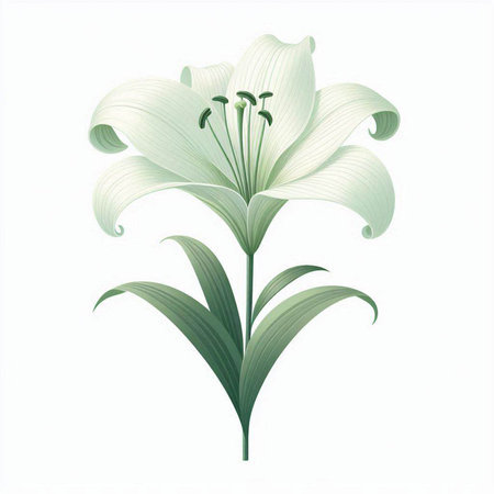 White lily flower isolated on white background. Vector illustration for your designのイラスト素材