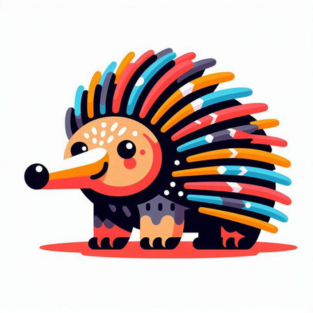 Cute cartoon hedgehog. Vector illustration isolated on white background.のイラスト素材