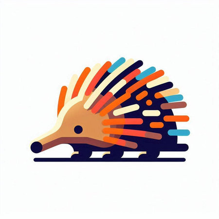 Colorful hedgehog isolated on a white background. Vector illustration.のイラスト素材