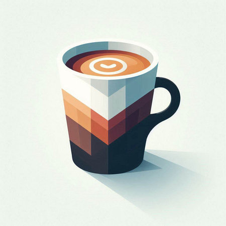Coffee cup with latte art design. Vector illustration.のイラスト素材