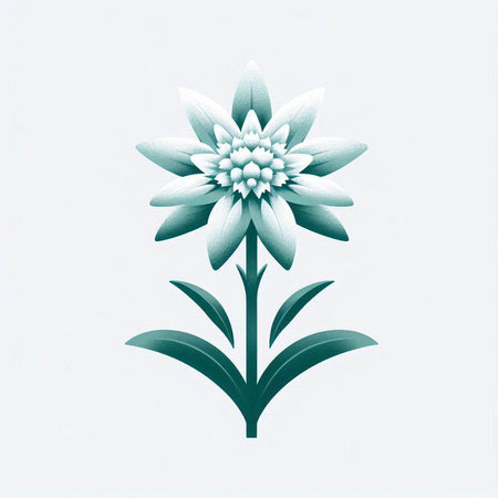 Illustration of a blue flower on a white background with copy spaceのイラスト素材