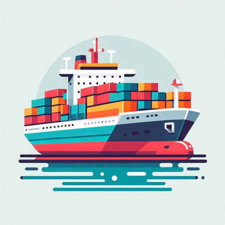 Top view of modern workplace with laptop, stationery and colorful pictures. Mock up, 3D Renderingのイラスト素材