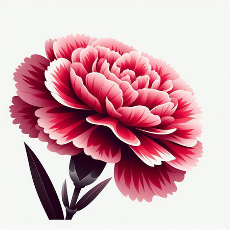 Beautiful pink carnation isolated on white background. Vector illustration.のイラスト素材
