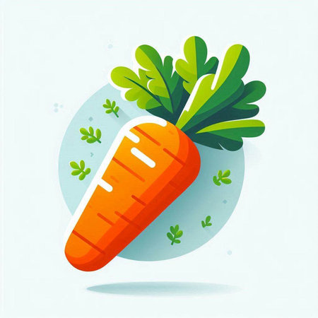 Carrot flat icon. Vector illustration of a fresh carrot with leaves.のイラスト素材