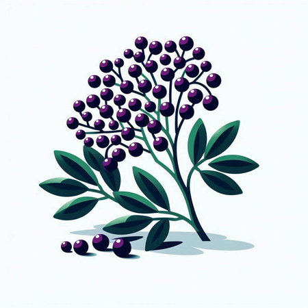 Illustration of a green star with leaves on a light blue backgroundのイラスト素材