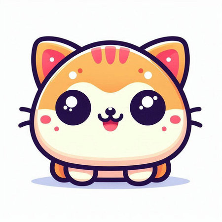 Cute cartoon cat. Vector illustration. Isolated on white background.のイラスト素材
