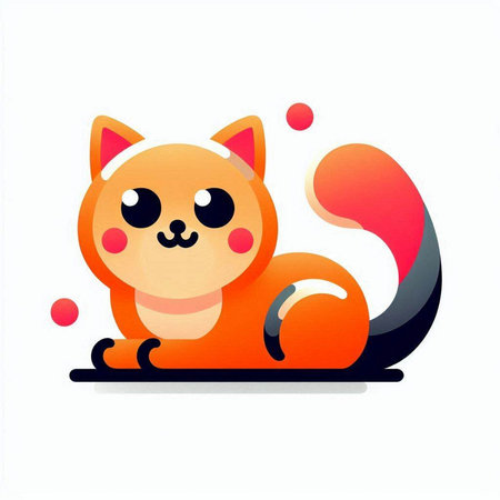 Cute cartoon cat on a white background. Vector illustration in a flat style.のイラスト素材