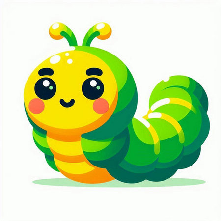 Cute cartoon caterpillar. Vector illustration isolated on white background.のイラスト素材