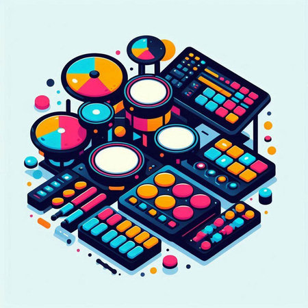 Vector isometric colorful illustration of a set of make-up productsのイラスト素材