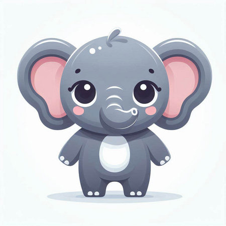 Cute cartoon elephant. Vector illustration isolated on a white background.のイラスト素材