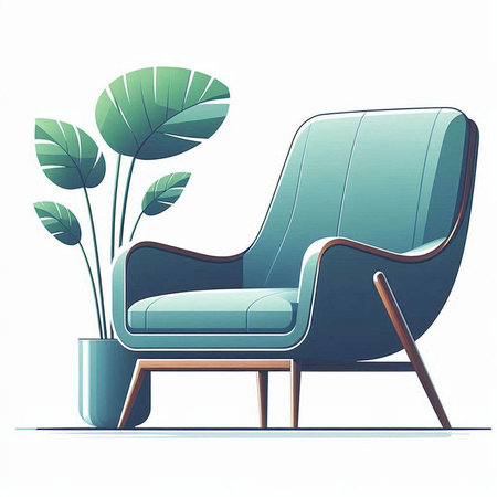 Modern armchair in the living room. Vector illustration on white background.のイラスト素材