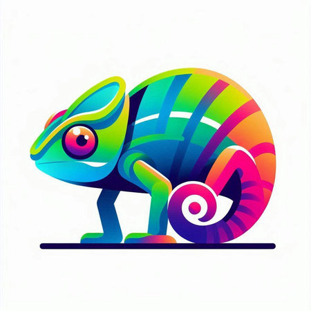 Colorful chameleon isolated on white background. Vector illustration.のイラスト素材