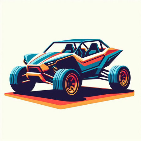 Vector illustration of an off-road vehicle on a white background.のイラスト素材
