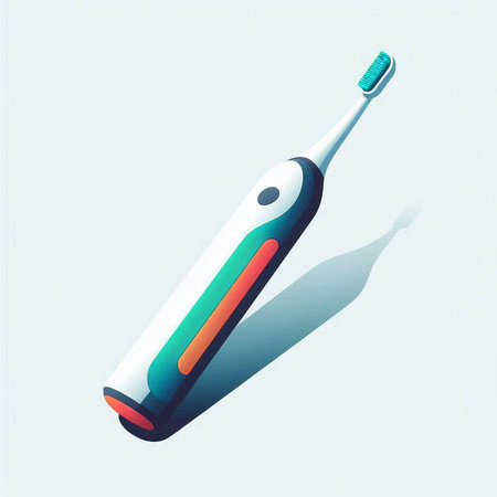 Electric toothbrush with toothpaste in retro style. Vector illustration.のイラスト素材