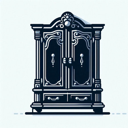 Cabinet with drawers on a white background. Vector illustration.のイラスト素材