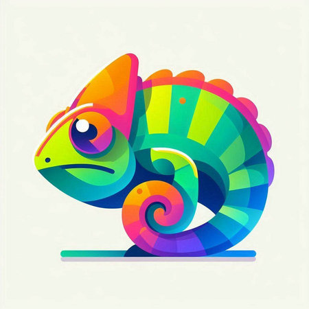 Colorful chameleon on a light background. Vector illustration.のイラスト素材