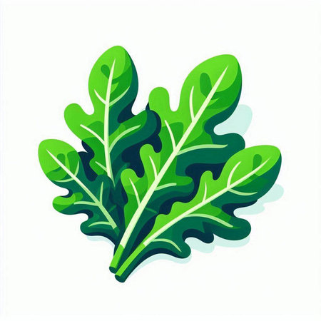 Fresh green arugula leaves isolated on white background. Vector illustration.のイラスト素材