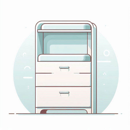 Vector illustration of a filing cabinet with drawers in flat style.のイラスト素材