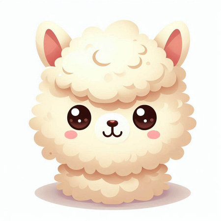 Cute cartoon alpaca isolated on white background. Vector illustration.のイラスト素材