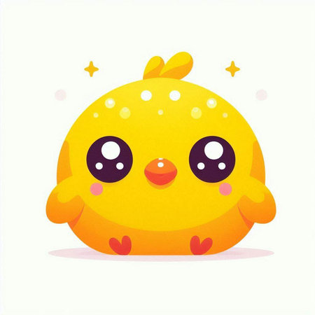 Cute yellow chicken. Cute cartoon character. Vector illustration.のイラスト素材