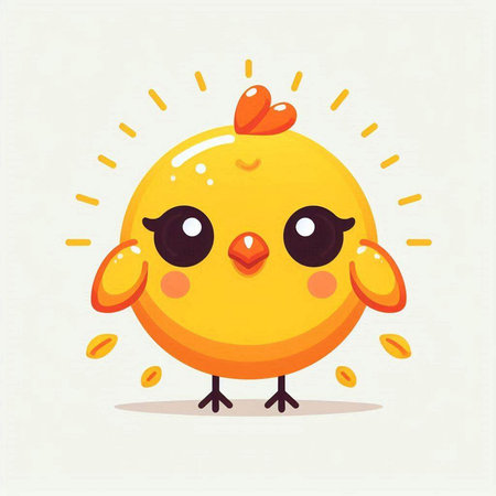 Cute cartoon chicken. Vector illustration of a cute yellow chicken.のイラスト素材