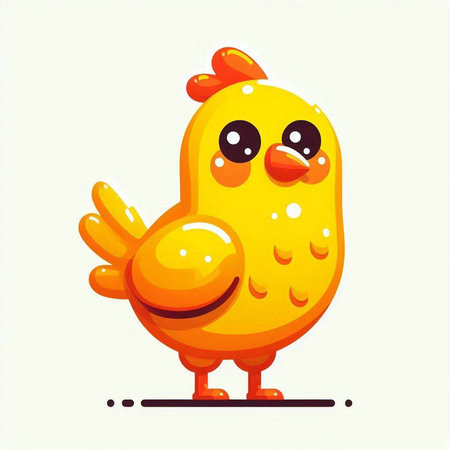 Cute cartoon chicken isolated on a white background. Vector illustration.のイラスト素材