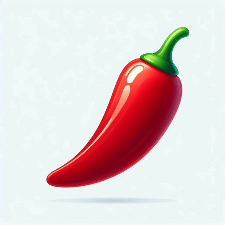 Red hot chili pepper on a light blue background, vector illustration.のイラスト素材