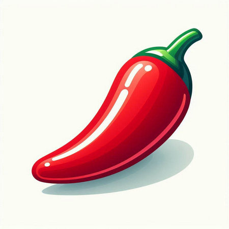 Illustration of a hot red chili pepper on a white background.のイラスト素材
