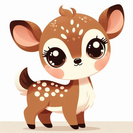 cute little deer cartoon on white background - illustration for children.のイラスト素材
