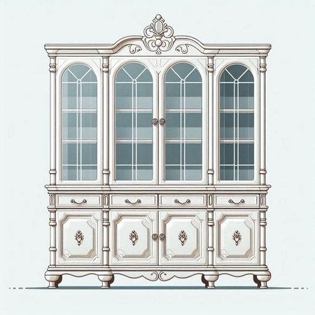 Vector illustration of a vintage cupboard. Vintage furniture. Retro style.のイラスト素材
