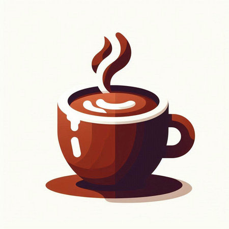 Coffee cup with hot coffee on white background. Vector illustration.のイラスト素材