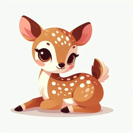 Cute little deer. Vector illustration in cartoon style on white background.のイラスト素材