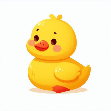 Cute yellow rubber duck. Vector illustration isolated on white background.のイラスト素材
