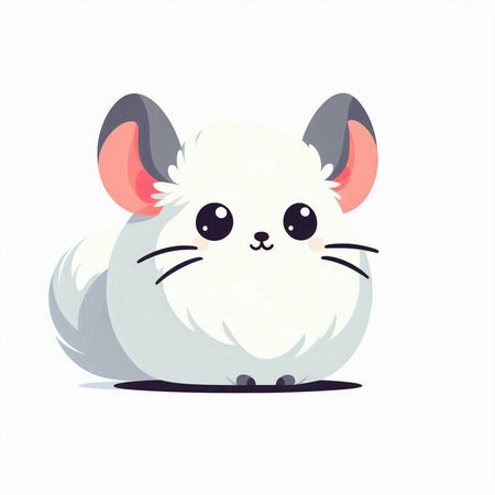 Cute white mouse isolated on a white background. Vector illustration.のイラスト素材