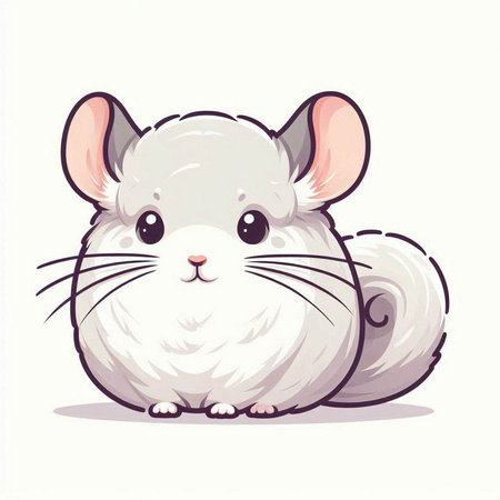 Cute white chinchilla isolated on white background. Vector illustration.のイラスト素材