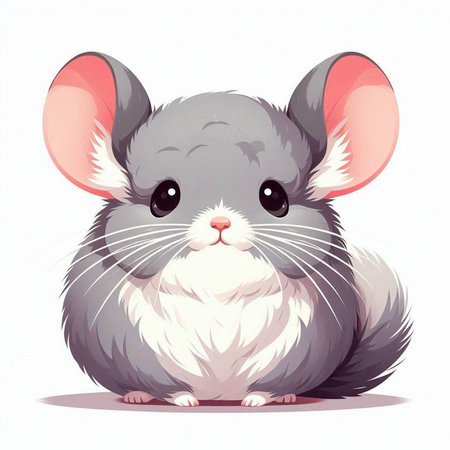 Gray chinchilla on a white background. Cute cartoon character.のイラスト素材