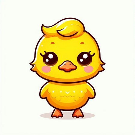 Cute cartoon chicken isolated on white background. Vector illustration of cute yellow chicken.のイラスト素材