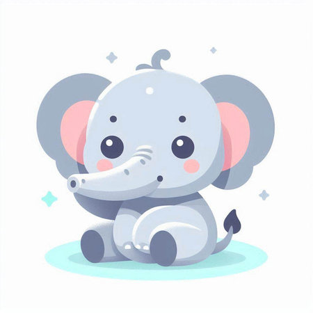 Cute cartoon elephant. Vector illustration isolated on a white background.のイラスト素材