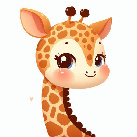 Cute cartoon giraffe isolated on white background. Vector illustration.のイラスト素材