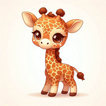 Cute cartoon giraffe isolated on white background. Vector illustration.のイラスト素材