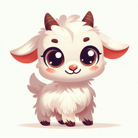 Cute cartoon goat on white background. Vector illustration for your designのイラスト素材