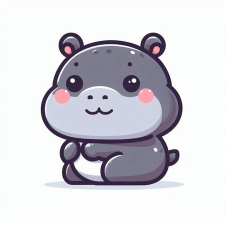 Cute hippo vector illustration. Cute cartoon animal character.のイラスト素材