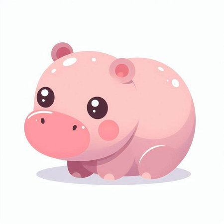 Cute cartoon hippo isolated on white background. Vector illustration.のイラスト素材