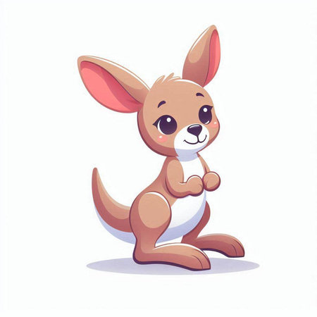 Kangaroo cartoon character. Vector illustration of cute kangaroo.のイラスト素材