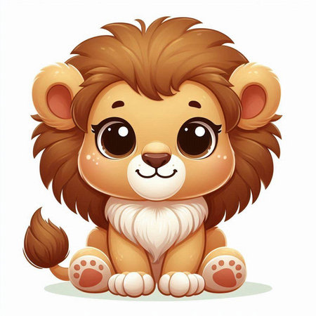 Cute cartoon lion isolated on a white background. Vector illustration.のイラスト素材