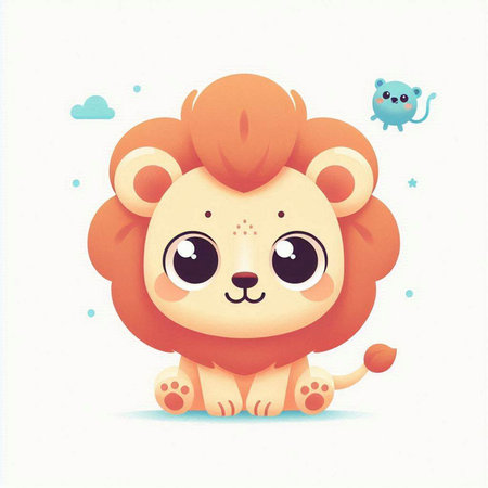 Cute cartoon lion on white background. Vector illustration for your designのイラスト素材