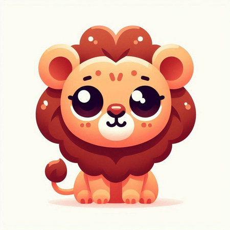 Cute cartoon lion. Vector illustration of a cute animal character.のイラスト素材