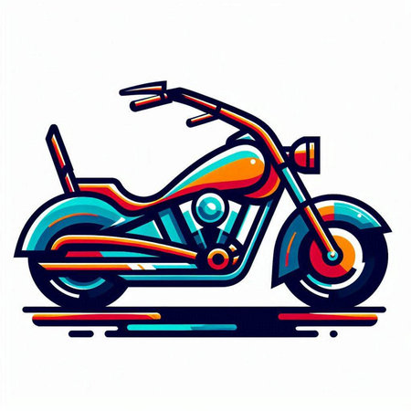 Motorcycle vector illustration, isolated on white background. Colorful motorbike.のイラスト素材